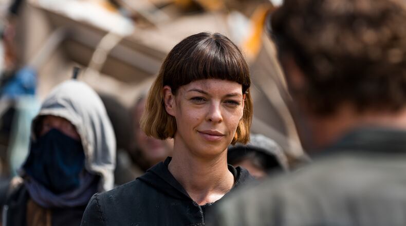 Andrew Lincoln as Rick Grimes, Pollyanna McIntosh as Jadis - The Walking Dead _ Season 7, Episode 10 - Photo Credit: Gene Page/AMC