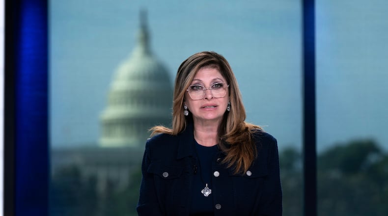 FILE - FOX Business Network's Mornings with Maria show anchor Maria Bartiromo, speaks during an interview, June 9, 2026, in Washington. (AP Photo/Jose Luis Magana, File)