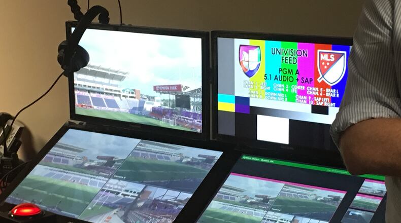 The Video Assistant Referee system includes three people in the booth, four touch screens, a laptop, a camera, communication devices and that glorious red button.