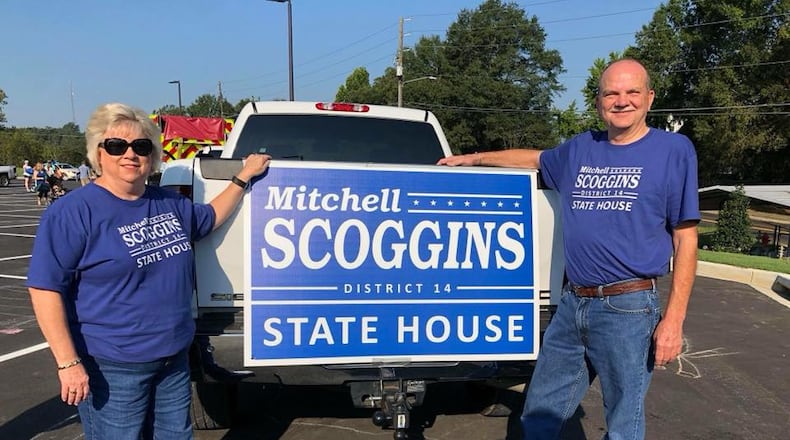 Mitchell Scoggins campaigned with his wife, Donna Wade Scoggins, for Georgia House District 14. He won a special election Dec. 18, 2018. Photo from Scoggins' campaign page on Facebook.