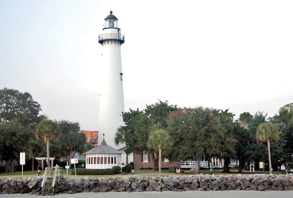 The 104-foot-tall St. Simons Island Lighthouse is an 1872 replacement for the one destroyed during the Civil War.