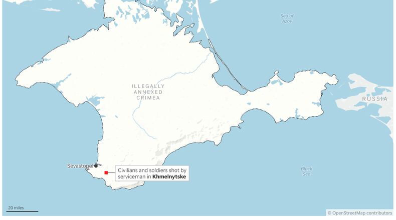 A map showing where a shooting took place in Crimea. (AP Digital Embed)