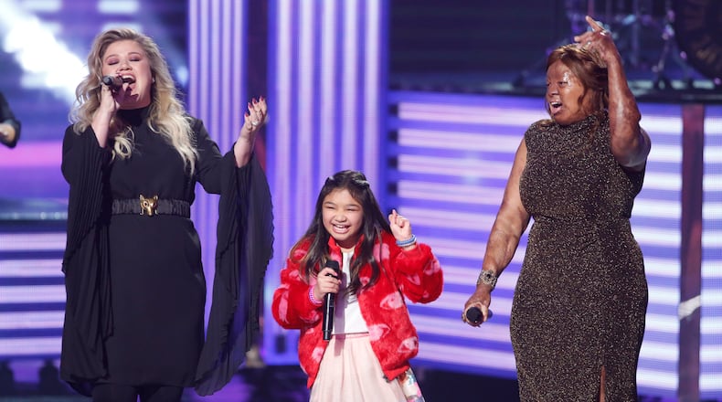 AMERICA'S GOT TALENT -- "Live Finale Results" Episode 1224 -- Pictured: (l-r) Kelly Clarkson, Angelica Hale, Kechi -- (Photo by: Trae Patton/NBC)