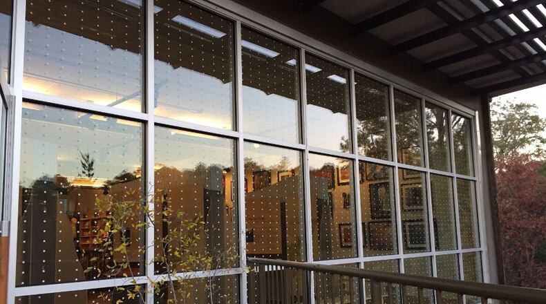A window at the Chattahoochee Nature Center in Roswell has been coated with a special film to reduce reflections in the glass and deter birds from crashing into the windows. (Courtesy of Birds Georgia)