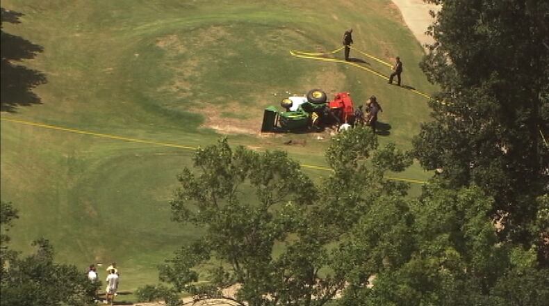 The scene of a fatal tractor accident in DeKalb County near Smoke Rise County Club. (Channel 2 Action News)