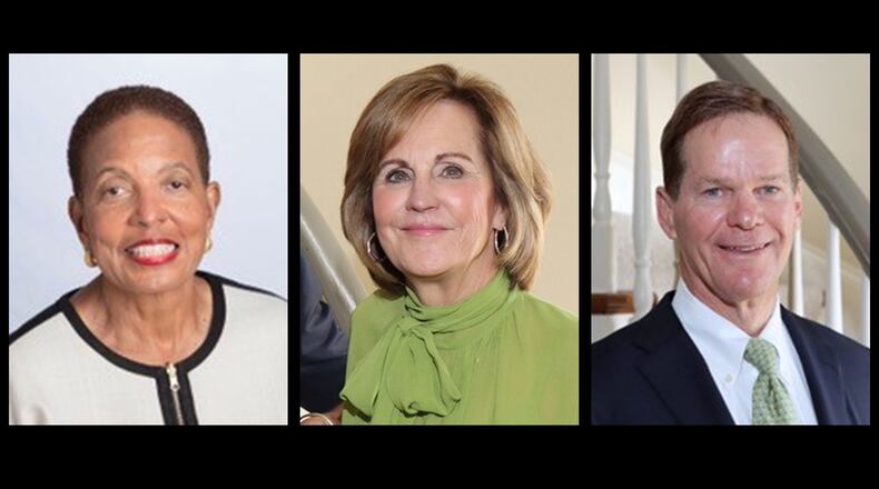 The Foundation of Wesley Woods will honor Renee Lewis Glover (left), Susan Warren (center) and Glenn Warren (right) at Heroes, Saints & Legends Awards. The award celebrates people who have "enriched Atlanta's community through a lifetime of achievement and commitment to leadership, service and philanthropy," according to Wesley Woods, a system of non-profit senior living communities.