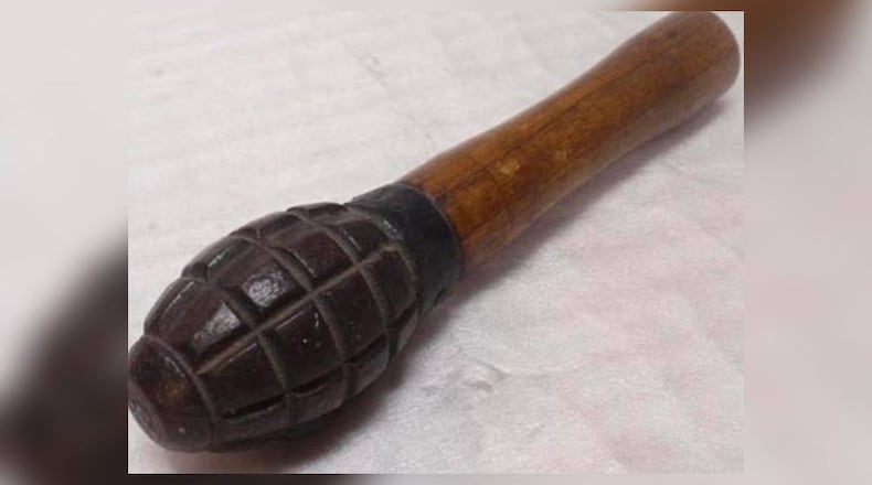 This is a photo of a live grenade that was found in a Vietnam veteran's home in Sandy Springs, police said.