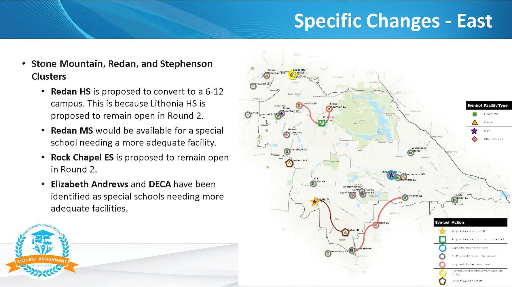 DeKalb school closure plans, east region
