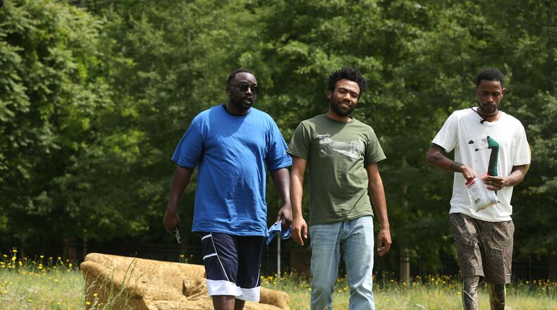 ATLANTA -- "The Jacket" -- Episode 10 (Airs Tuesday, November 1, 10:00 pm e/p) Pictured: (l-r) Brian Tyree Henry as Alfred, Miles, Donald Glover as Earnest Marks, Lakeith Stanfield as Darius. CR: Quantrell Colbert/FX