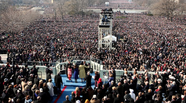 Anyone can view the inauguration ceremony from the National Mall for free and without tickets. The swearing-in ceremony is slated to begin promptly at noon Jan. 20 on the west front of the Capitol. (Nancy Stone/Chicago Tribune/TNS)