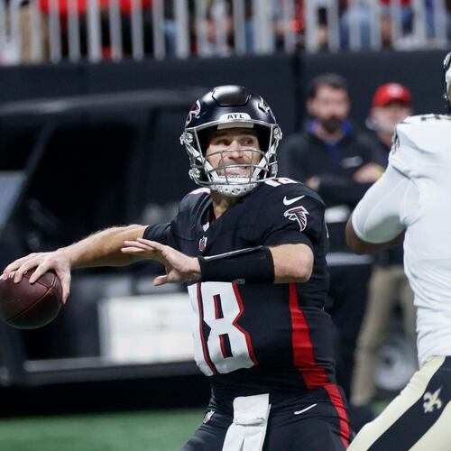 Falcons quarterback Kirk Cousins attempts a pass against the Saints in January in what would be his final game in Atlanta. But it was another game against New Orleans, in November 2024, that signaled the beginning of the end of Cousins' Falcons tenure. (Miguel Martinez/AJC)