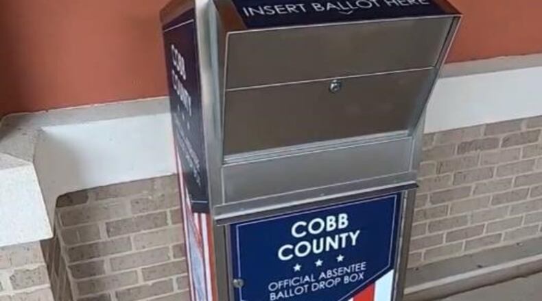 In four locations around Cobb County, absentee ballot boxes are monitored by security cameras. (Courtesy of Cobb County