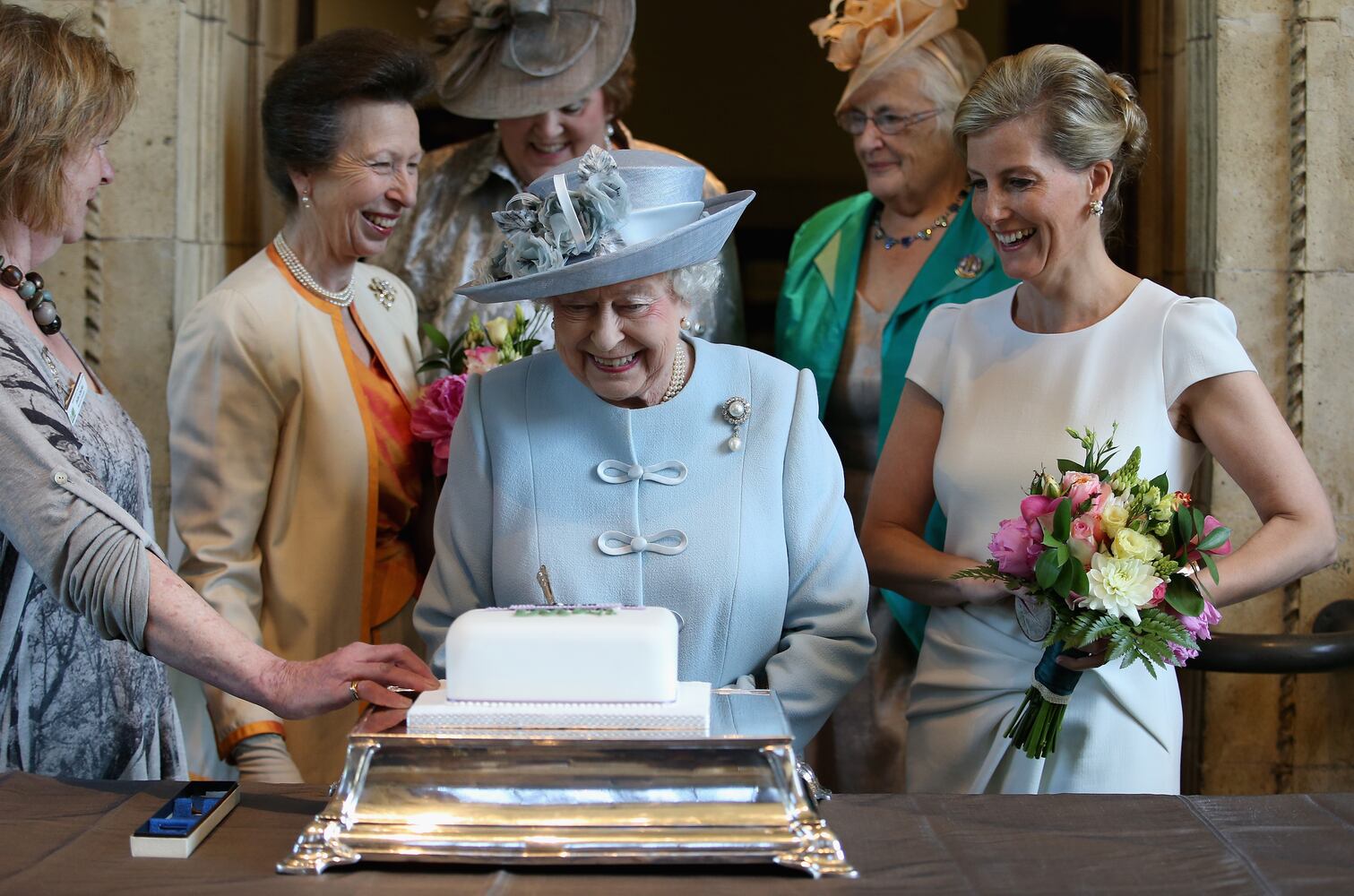 Queen Elizabeth presents the Centenary Women's Institute 'baton'