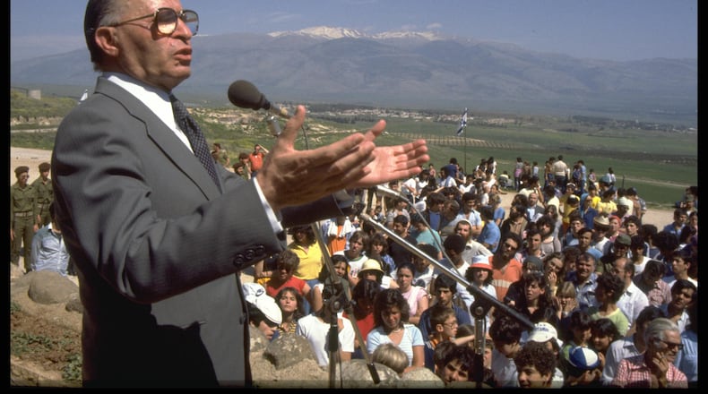 A still featuring Menachem Begin from the film "Upheaval: The Journey of Menachem Begin" screening in the Atlanta Jewish Film Festival. Courtesy of Government Press Office