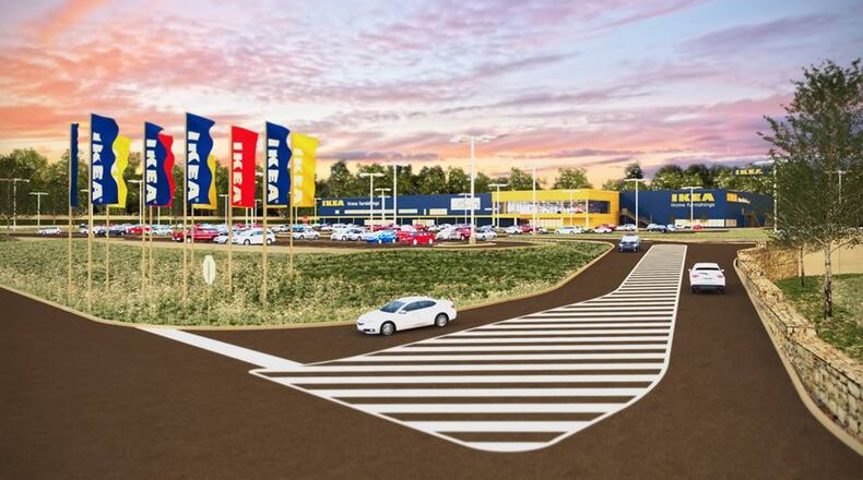 A rendering of the 338,000-square-foot Ikea proposed for Franklin Gateway in Marietta.