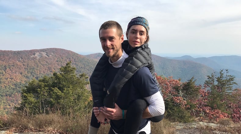 Carden and Spencer Wyckoff, who are sister and brother, participated recently in a piggyback hike through part of the Appalachian Trail. Carden, 23, was diagnosed with a form of muscular dystrophy when she was a child. CONTRIBUTED