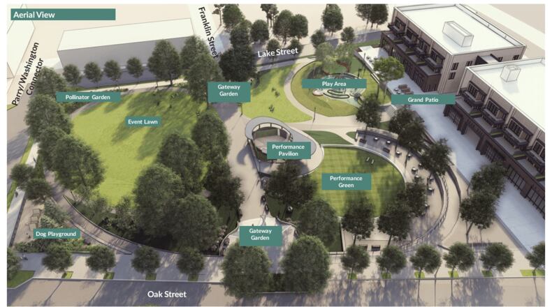 This is a rending of the most recent Town Green plans.