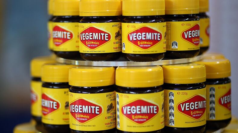 MELBOURNE, AUSTRALIA - OCTOBER 24: Jars of Vegemite are seen during a press call to celebrate the Vegemite brand's 90th year at the Vegemite factory on October 24, 2013 in Melbourne, Australia. (Photo by Graham Denholm/Getty Images)