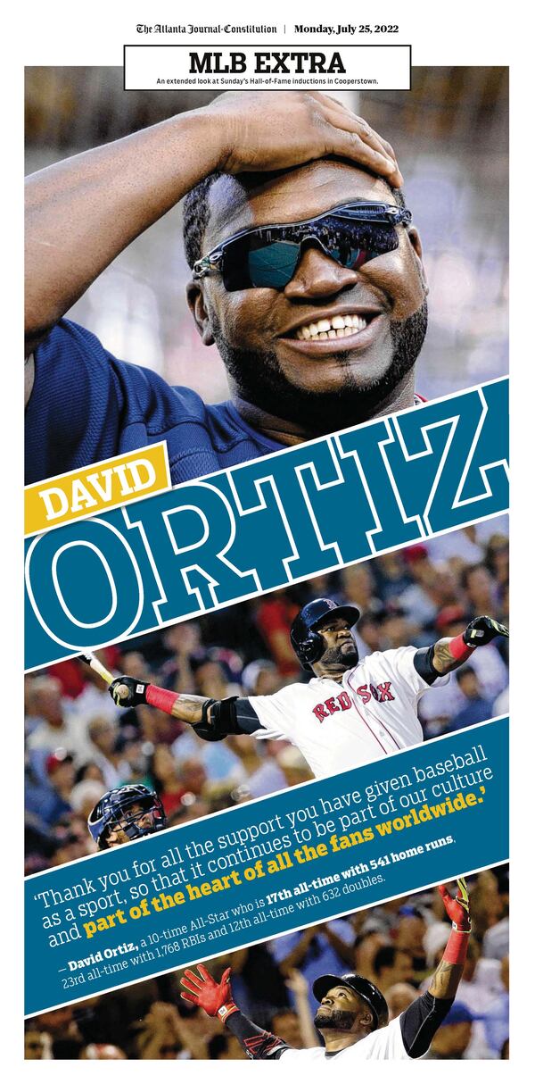 David Ortiz page as part of expanded coverage of the Baseball Hall of Fame ceremony in Monday’s ePaper