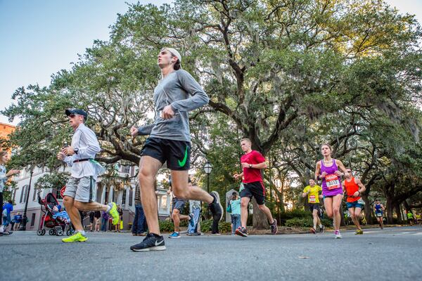 Road race courses in Savannah tend to pass along the streets of the city's downtown, with its stately live oak trees and historic homes.