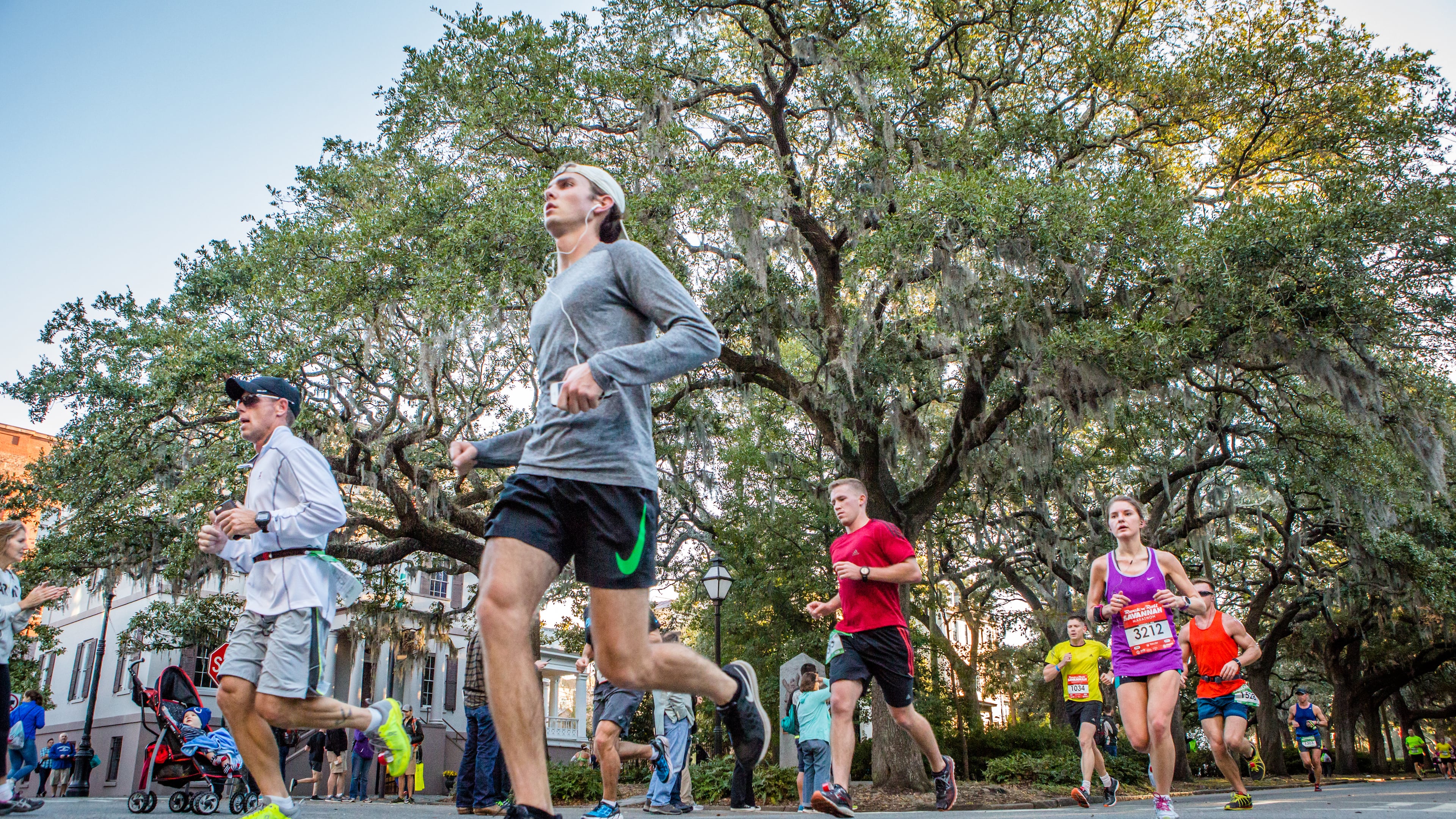 Road race courses in Savannah tend to pass along the streets of the city's downtown, with its stately live oak trees and historic homes. It's those type of views that led racers to return to the city for vacations. (Casey Jones/Savannah Sports Council 2016)