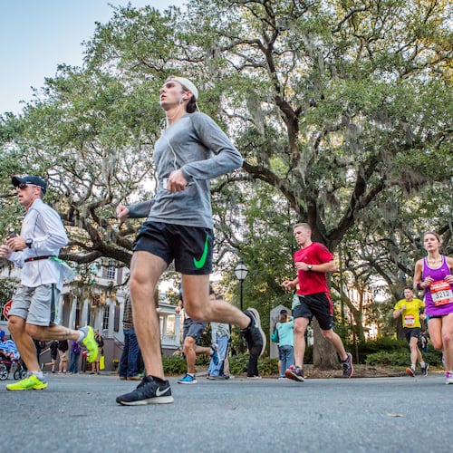 Road race courses in Savannah tend to pass along the streets of the city's downtown, with its stately live oak trees and historic homes. It's those type of views that led racers to return to the city for vacations. (Casey Jones/Savannah Sports Council 2016)