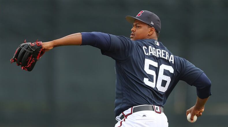 The Braves outrighted Mauricio Cabrera to Triple-A Gwinnett on Wednesday after he cleared waivers. The kid with 102-mph fastball struggled mightily in the minors in 2016. (Curtis Compton/ccompton@ajc.com)