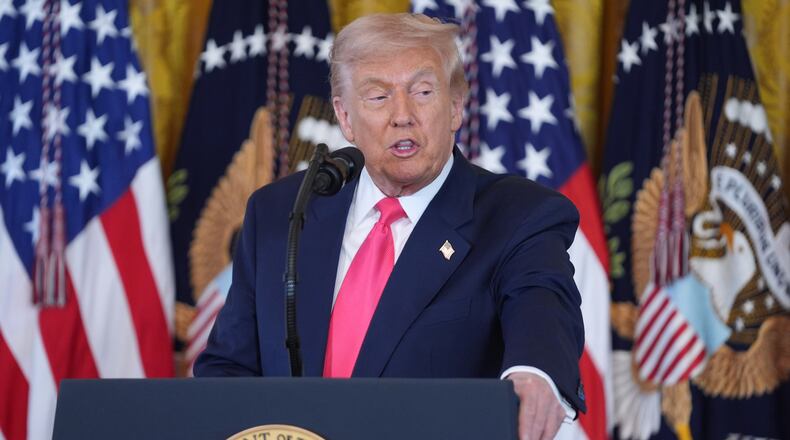 President Donald Trump speaks during an event on foster care in the East Room of the at the White House, Thursday, Nov. 13, 2025, in Washington. (AP Photo/Evan Vucci)