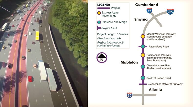 Cobb residents are asked to provide their online input by Feb. 22, including a live online session on Feb. 11, about two express lanes on I-285. (Courtesy of Georgia Department of Transportation)