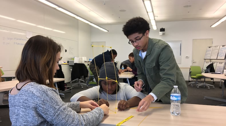 Students in the Lab Atlanta program explore creative problem-solving skills as a collaborative team. The program draws 10th graders from around Atlanta. CONTRIBUTED