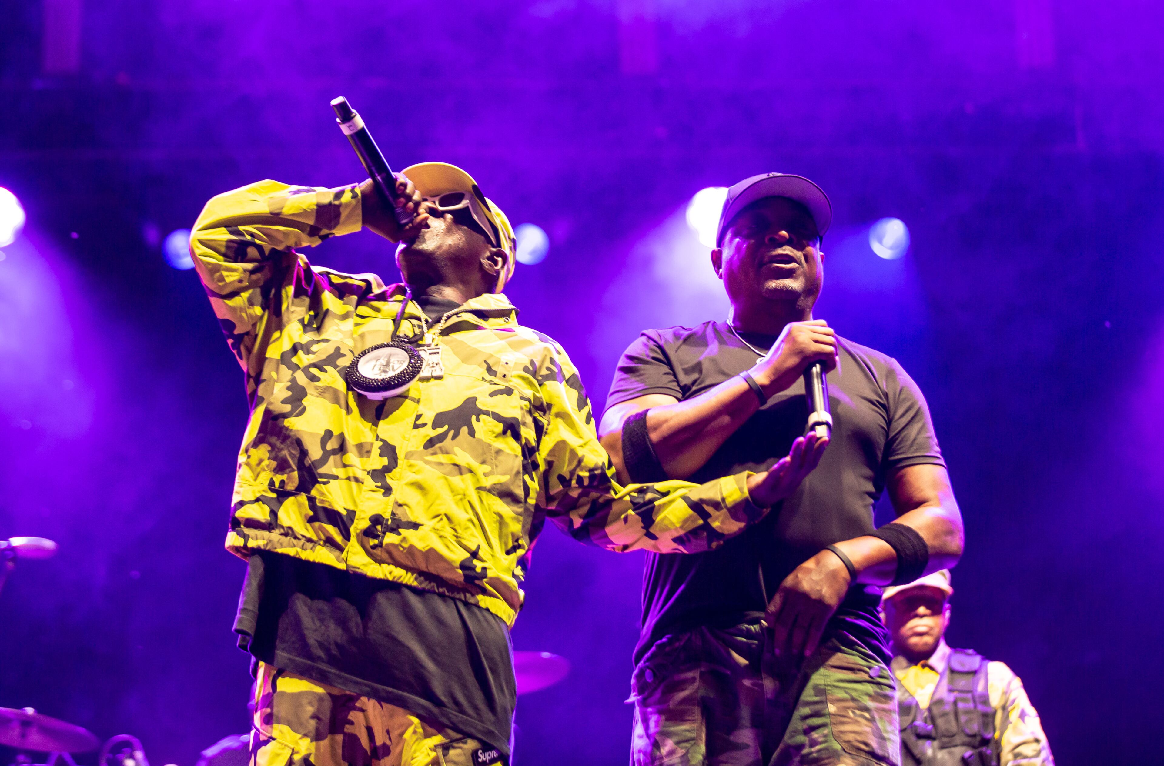 Public Enemy's Flava Flav (left) and Chuck D perform Saturday, Sept. 20, 2025, at the Shaky Knees Music Festival at Piedmont Park in Atlanta. (Ryan Fleisher for the AJC)