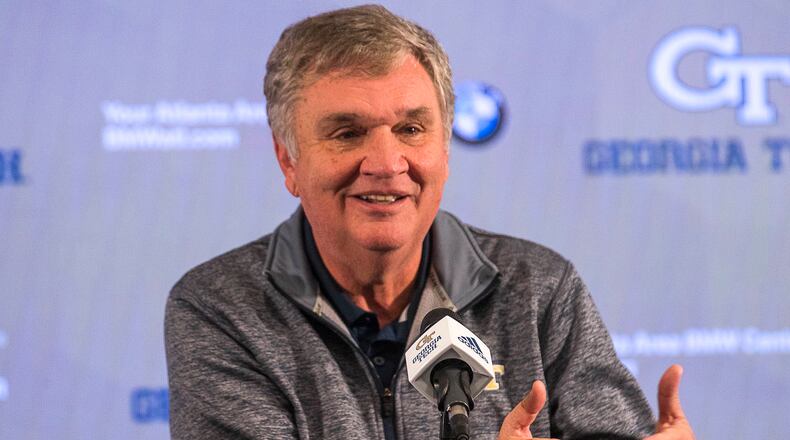 During his Thursday press conference, Paul Johnson looks quite at ease with his decision to leave Georgia Tech after 11 seasons.