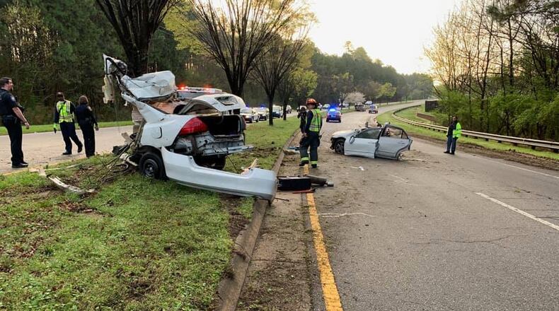 The woman suffered non-life-threatening injuries in the wreck.