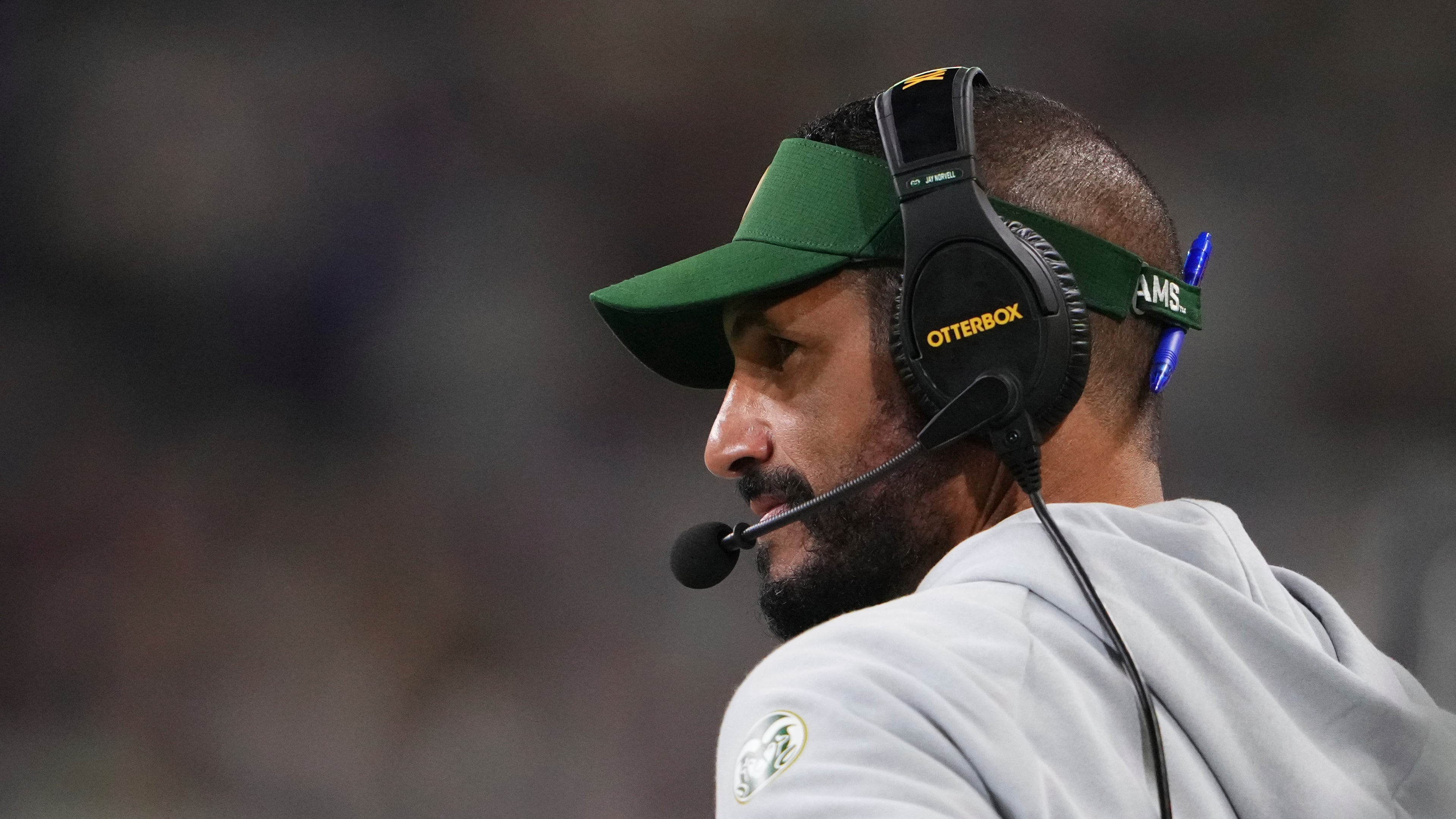 FILE - Colorado State head coach Jay Norvell looks on from the sideline during the second half of an NCAA college football game against Washington, Aug. 30, 2025, in Seattle. (AP Photo/Lindsey Wasson, File)