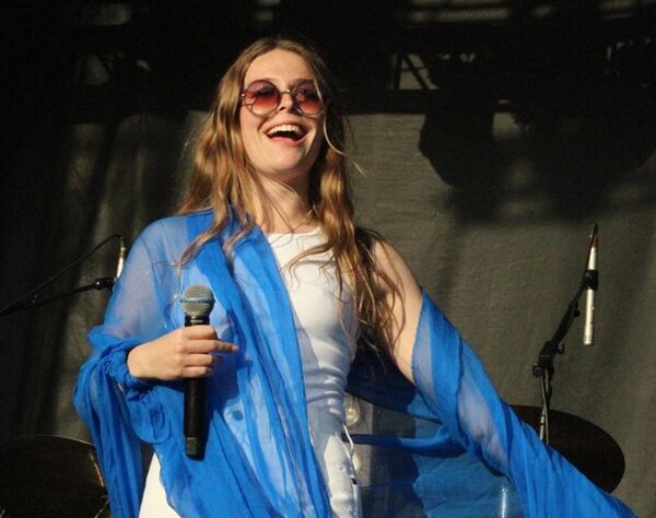 The joyful Maggie Rogers at Shaky Knees. Photo: Melissa Ruggieri/Atlanta Journal-Constitution