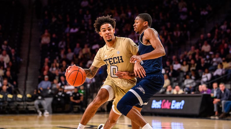Georgia Tech guard Michael Devoe came off the bench to score a game-high 26 points to lead the Yellow Jackets to a 61-59 win over Georgia Southern November 26, 2021 at McCamish Pavilion. (Danny Karnik/Georgia Tech Athletics)