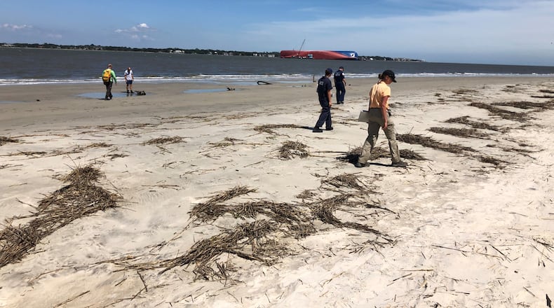 A shoreline assessment team attached to the St. Simons Sound Incident Unified Command surveys Driftwood Beach at Jekyll Island, Sept. 16, 2019. The team covered roughly 7 miles of coastline and discovered no pollution.