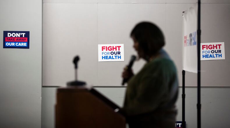 Americans whose elders and parents are insured through Medicaid's nursing home benefit are protesting cuts proposed by Republican lawmakers, such as here on Feb. 20, 2025 in California. (Jenna Schoenefeld/KFF Health News/TNS)