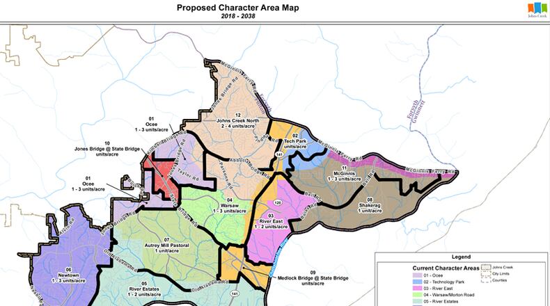 This proposed, future land use plan for Johns Creek may become part of the 2030 Comprehensive Plan update. CITY OF JOHNS CREEK