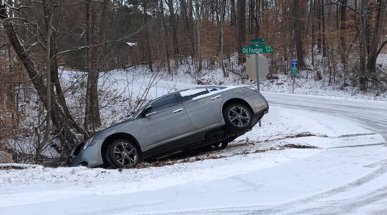 Gwinnett County police responded to more than 500 traffic incidents as of 2 p.m. Wednesday, including this one. Gwinnett County Fire and Emergency Services responded to 100 more.