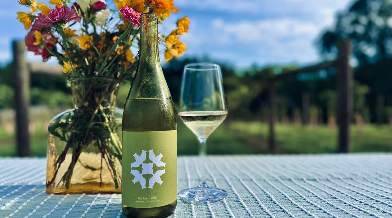 Doghobble Carlos is a bone-dry muscadine wine with bright citrus notes. Courtesy of Sam Zamarripa