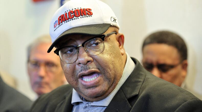 September 13, 2013 Atlanta - Councilman Ivory Lee Young Jr. speaks during a news conference on developments around the Falcons Stadium at Atlanta City Hall on Friday, September 13, 2013. HYOSUB SHIN / HSHIN@AJC.COM