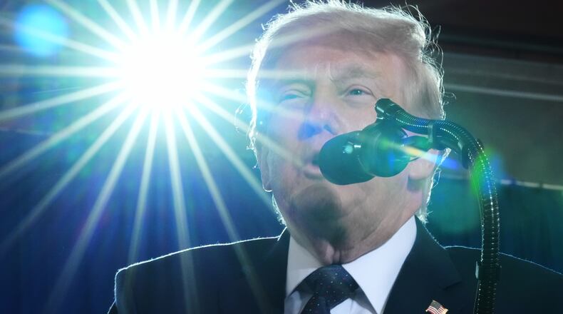President Donald Trump speaks at Rockland Community College, Friday, May 22, 2026, in Suffern, N.Y. (AP Photo/Alex Brandon)