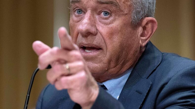 Health and Human Services Secretary Robert F. Kennedy Jr. testifies before a Senate Committee on Finance hearing on Capitol Hill, Wednesday, April 22, 2026, in Washington. (AP Photo/Jose Luis Magana)