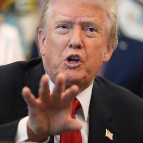 President Donald Trump speaks during an event about drug prices, Thursday, Nov. 6, 2025, in the Oval Office of the White House in Washington. (AP Photo/Evan Vucci)