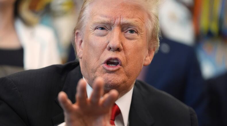 President Donald Trump speaks during an event about drug prices, Thursday, Nov. 6, 2025, in the Oval Office of the White House in Washington. (AP Photo/Evan Vucci)