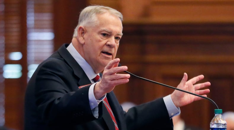 2/25/19 - Atlanta - House Speaker David Ralston took to the well during Morning Orders this morning to address accusations that he has abused his authority.  Several Republican lawmakers signed onto a resolution calling for Georgia House Speaker David Ralston to resign over his use of power to delay cases of defendants accused of crimes.   Bob Andres / bandres@ajc.com