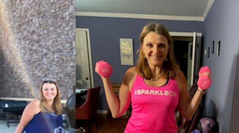 The photo of Traci Newman on the left was taken last year. The photo of her on the right was taken in May. (Photos contributed by Traci Newman).