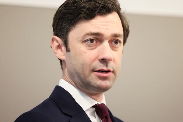 Senator Jon Ossoff speaks to members of the media, Monday, May 19, 2025, in Atlanta. Sen. Ossoff hosted an oversight session in Atlanta alongside Georgia renters and an expert as part of Ossoff’s ongoing investigation. (Jason Getz / AJC)