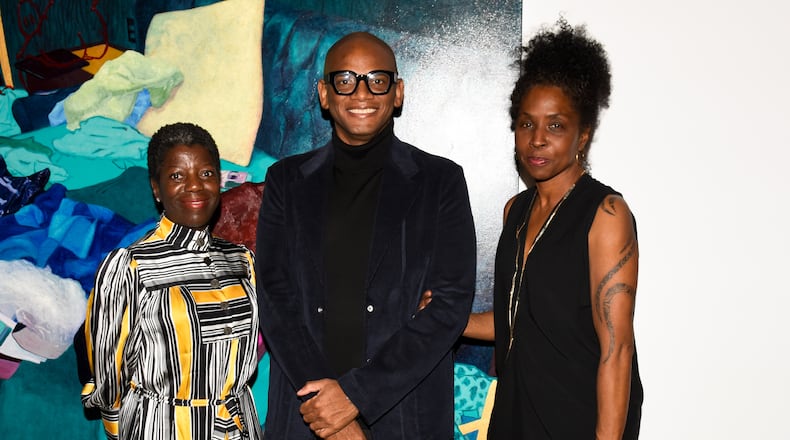 Arthur Lewis is a talent agent executive who will oversee the United Talent Agency's new fine art operations in Atlanta. He's picture here with Thelma Golden (left), director of the Studio Museum in Harlem, and artist Lorna Simpson in Los Angeles.
(Courtesy of Jeff McLane)